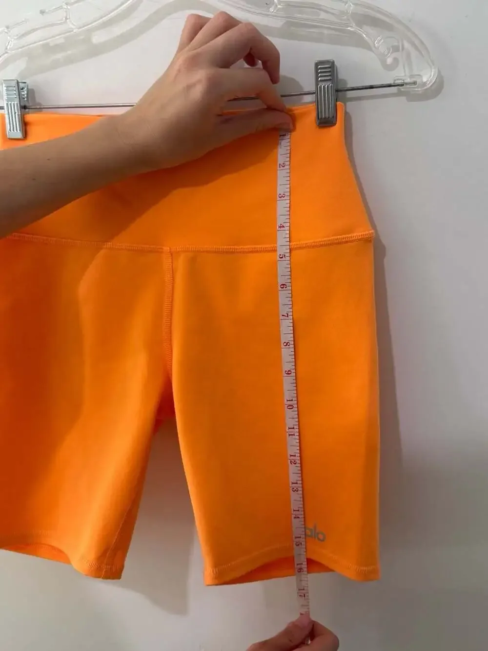 Alo Yoga High-Waist Airbrush Biker Shorts in Bright Orange